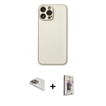 MARSİLYAN™- iPhone 13 Pro Max Kılıf Ahenk Işık - Siyah Bilvis 3D Cam Ekran Koruyucu + Pers Alüminyum Kamera Lens - GD