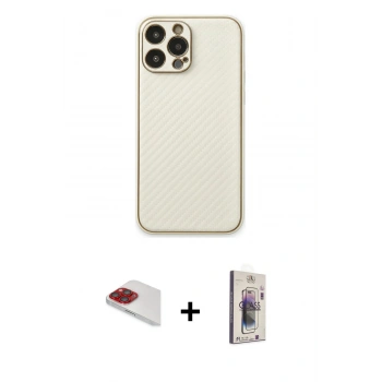 MARSİLYAN™- iPhone 13 Pro Max Kılıf Ahenk Işık - Siyah Bilvis 3D Cam Ekran Koruyucu + Pers Alüminyum Kamera Lens - KI