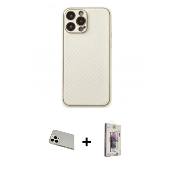 MARSİLYAN™- iPhone 13 Pro Max Kılıf Ahenk Işık - Siyah Bilvis 3D Cam Ekran Koruyucu + Rainbow Kamera Lens Koruma Cam - BZ