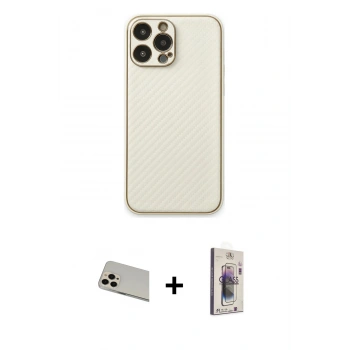 MARSİLYAN™- iPhone 13 Pro Max Kılıf Ahenk Işık - Siyah Bilvis 3D Cam Ekran Koruyucu + Rainbow Kamera Lens Koruma Cam - REGD