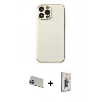 MARSİLYAN™- iPhone 13 Pro Max Kılıf Ahenk Işık - Siyah Bilvis 3D Cam Ekran Koruyucu + Rainbow Kamera Lens Koruma Cam - MR