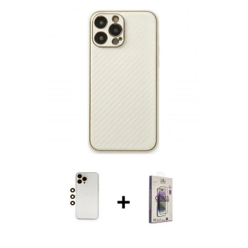 MARSİLYAN™- iPhone 13 Pro Max Kılıf Ahenk Işık - Siyah Bilvis 3D Cam Ekran Koruyucu + Shine Kamera Lens - GD