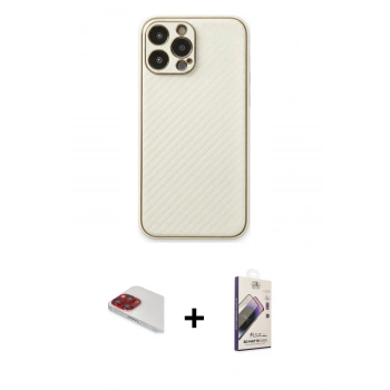 MARSİLYAN™- iPhone 13 Pro Max Kılıf Ahenk Işık - Siyah Bilvis 3D Mat Cam Ekran Koruyucu + Pers Alüminyum Kamera Lens - KI