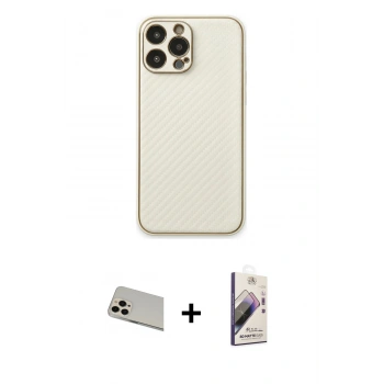 MARSİLYAN™- iPhone 13 Pro Max Kılıf Ahenk Işık - Siyah Bilvis 3D Mat Cam Ekran Koruyucu + Rainbow Kamera Lens Koruma Cam - REGD