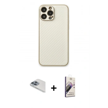 MARSİLYAN™- iPhone 13 Pro Max Kılıf Ahenk Işık - Siyah Bilvis 3D Mat Cam Ekran Koruyucu + Pers Alüminyum Kamera Lens - SABE