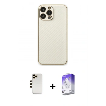 MARSİLYAN™- iPhone 13 Pro Max Kılıf Ahenk Işık - Siyah Bilvis 5in1 3D Magic Cam Ekran Koruyucu + Shine Kamera Lens - GD