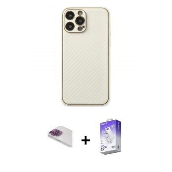 MARSİLYAN™- iPhone 13 Pro Max Kılıf Ahenk Işık - Siyah Bilvis 5in1 3D Magic Cam Ekran Koruyucu + Pers Alüminyum Kamera Lens - GI