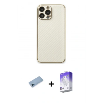 MARSİLYAN™- iPhone 13 Pro Max Kılıf Ahenk Işık - Siyah Bilvis 5in1 3D Magic Cam Ekran Koruyucu + Shine Kamera Lens Koruma Cam - MI