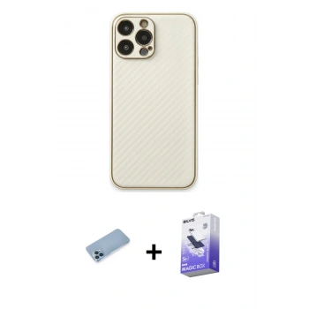 MARSİLYAN™- iPhone 13 Pro Max Kılıf Ahenk Işık - Siyah Bilvis 5in1 5D Magic Hayalet Cam Ekran Koruyucu + Shine Kamera Lens Koruma Cam - MI