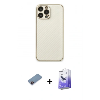 MARSİLYAN™- iPhone 13 Pro Max Kılıf Ahenk Işık - Siyah Bilvis 5in1 5D Magic Hayalet Cam Ekran Koruyucu + Shine Kamera Lens Koruma Cam - PE