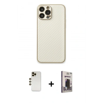 MARSİLYAN™- iPhone 13 Pro Max Kılıf Ahenk Işık - Siyah Bilvis Hayalet Cam Ekran Koruyucu + Shine Kamera Lens - GD