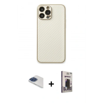 MARSİLYAN™- iPhone 13 Pro Max Kılıf Ahenk Işık - Siyah Bilvis Hayalet Cam Ekran Koruyucu + Pers Alüminyum Kamera Lens - LT