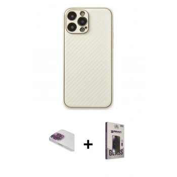 MARSİLYAN™- iPhone 13 Pro Max Kılıf Ahenk Işık - Siyah Bilvis Hayalet Cam Ekran Koruyucu + Pers Alüminyum Kamera Lens - GI