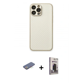 MARSİLYAN™- iPhone 13 Pro Max Kılıf Ahenk Işık - Siyah Bilvis Hayalet Cam Ekran Koruyucu + Renkli Kamera Lens Koruma Cam - MI