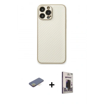 MARSİLYAN™- iPhone 13 Pro Max Kılıf Ahenk Işık - Siyah Bilvis Hayalet Cam Ekran Koruyucu + Renkli Kamera Lens Koruma Cam - SI
