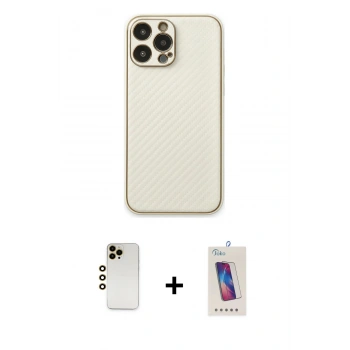 MARSİLYAN™- iPhone 13 Pro Max Kılıf Ahenk Işık - Siyah Joko 5D Cam + Shine Kamera Lens - GD