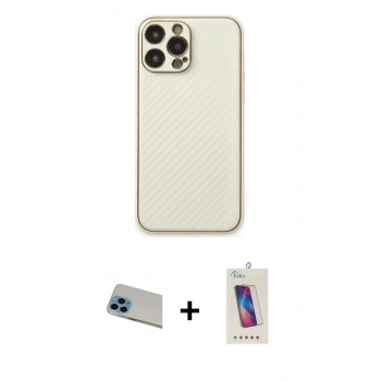 MARSİLYAN™- iPhone 13 Pro Max Kılıf Ahenk Işık - Siyah Joko 5D Cam + Rainbow Kamera Lens Koruma Cam - MI