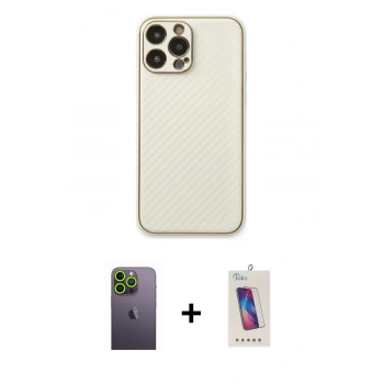MARSİLYAN™- iPhone 13 Pro Max Kılıf Ahenk Işık - Siyah Joko 5D Cam + Neon Fosforlu Kamera Lens - YL