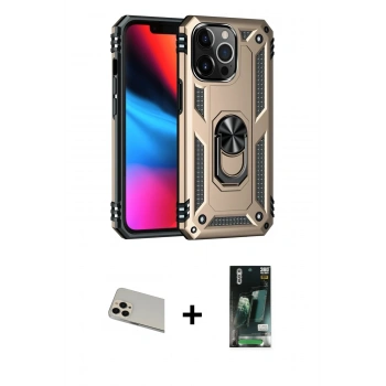 MARSİLYAN™- iPhone 13 Pro Max Kılıf Ahenk Klasik Koleksiyonu - Şeffaf 360 Full Body Arka Koruyucu + Rainbow Kamera Lens Koruma Cam - REGD
