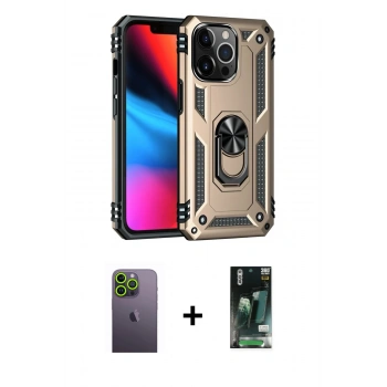 MARSİLYAN™- iPhone 13 Pro Max Kılıf Ahenk Klasik Koleksiyonu - Şeffaf 360 Full Body Arka Koruyucu + Neon Fosforlu Kamera Lens - YL