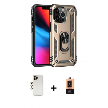 MARSİLYAN™- iPhone 13 Pro Max Kılıf Ahenk Klasik Koleksiyonu - Şeffaf Maxco Cam Ekran Koruyucu + Shine Kamera Lens - GD