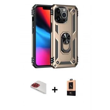 MARSİLYAN™- iPhone 13 Pro Max Kılıf Ahenk Klasik Koleksiyonu - Şeffaf Maxco Cam Ekran Koruyucu + Pers Alüminyum Kamera Lens - KI