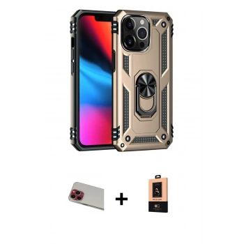 MARSİLYAN™- iPhone 13 Pro Max Kılıf Ahenk Klasik Koleksiyonu - Şeffaf Maxco Cam Ekran Koruyucu + Rainbow Kamera Lens Koruma Cam - KI