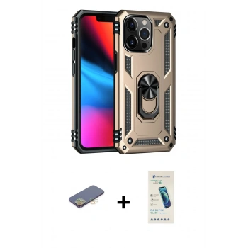MARSİLYAN™- iPhone 13 Pro Max Kılıf Ahenk Klasik Koleksiyonu - Şeffaf Pasifik Cam Ekran Koruyucu + Renkli Kamera Lens Koruma Cam - SI