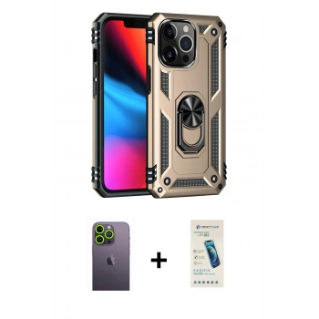 MARSİLYAN™- iPhone 13 Pro Max Kılıf Ahenk Klasik Koleksiyonu - Şeffaf Pasifik Cam Ekran Koruyucu + Neon Fosforlu Kamera Lens - YL