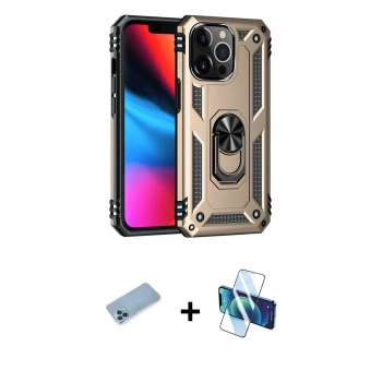 MARSİLYAN™- iPhone 13 Pro Max Kılıf Ahenk Klasik Koleksiyonu - Siyah 3D Antistatik Cam Ekran Koruyucu + Shine Kamera Lens Koruma Cam - MI
