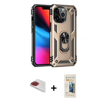 MARSİLYAN™- iPhone 13 Pro Max Kılıf Ahenk Klasik Koleksiyonu - Siyah 6D Mat Seramik Hayalet Nano Ekran Koruyucu + Pers Alüminyum Kamera Lens - KI
