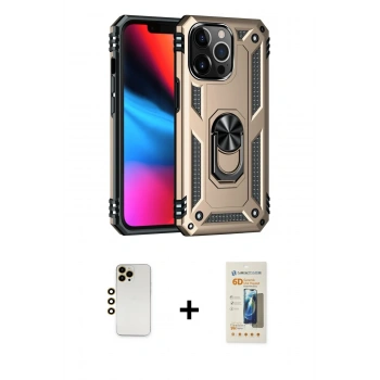MARSİLYAN™- iPhone 13 Pro Max Kılıf Ahenk Klasik Koleksiyonu - Siyah 6D Mat Seramik Hayalet Nano Ekran Koruyucu + Shine Kamera Lens - GD