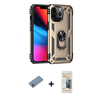 MARSİLYAN™- iPhone 13 Pro Max Kılıf Ahenk Klasik Koleksiyonu - Siyah 6D Mat Seramik Hayalet Nano Ekran Koruyucu + Shine Kamera Lens Koruma Cam - PE