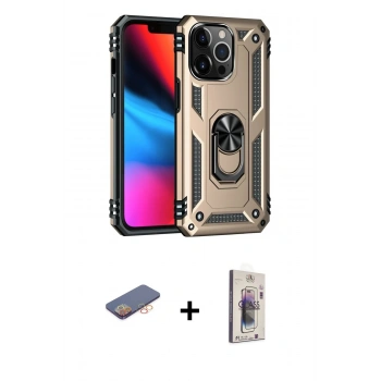 MARSİLYAN™- iPhone 13 Pro Max Kılıf Ahenk Klasik Koleksiyonu - Siyah Bilvis 3D Cam Ekran Koruyucu + Renkli Kamera Lens Koruma Cam - TU