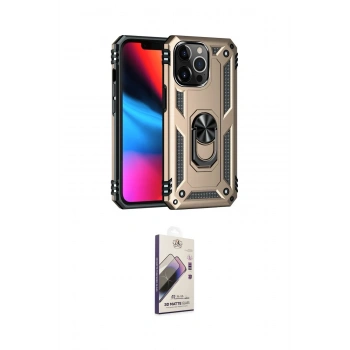 MARSİLYAN™- iPhone 13 Pro Max Kılıf Ahenk Klasik Koleksiyonu - Siyah Bilvis 3D Mat Cam Ekran Koruyucu