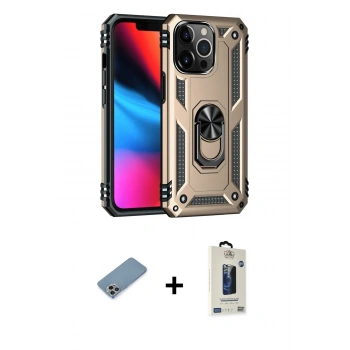 MARSİLYAN™- iPhone 13 Pro Max Kılıf Ahenk Klasik Koleksiyonu - Siyah Bilvis Hayalet Cam Ekran Koruyucu + Shine Kamera Lens Koruma Cam - GI