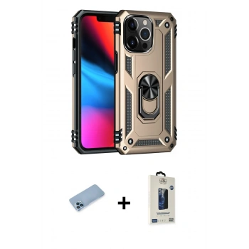 MARSİLYAN™- iPhone 13 Pro Max Kılıf Ahenk Klasik Koleksiyonu - Siyah Bilvis Hayalet Cam Ekran Koruyucu + Shine Kamera Lens Koruma Cam - MI