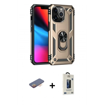 MARSİLYAN™- iPhone 13 Pro Max Kılıf Ahenk Klasik Koleksiyonu - Siyah Bilvis Hayalet Cam Ekran Koruyucu + Renkli Kamera Lens Koruma Cam - TU