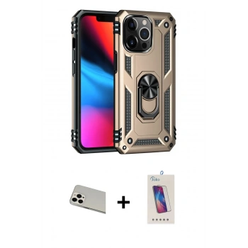 MARSİLYAN™- iPhone 13 Pro Max Kılıf Ahenk Klasik Koleksiyonu - Siyah Joko 5D Cam + Rainbow Kamera Lens Koruma Cam - BZ