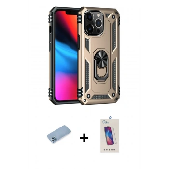 MARSİLYAN™- iPhone 13 Pro Max Kılıf Ahenk Klasik Koleksiyonu - Siyah Joko 5D Cam + Shine Kamera Lens Koruma Cam - MI
