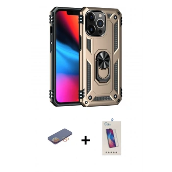 MARSİLYAN™- iPhone 13 Pro Max Kılıf Ahenk Klasik Koleksiyonu - Siyah Joko 5D Cam + Renkli Kamera Lens Koruma Cam - TU