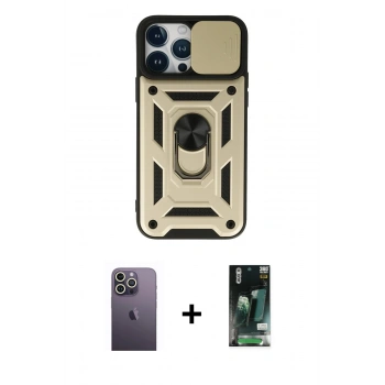 MARSİLYAN™- iPhone 13 Pro Max Kılıf Ahenk Klasik - Şeffaf 360 Full Body Arka Koruyucu + Neon Fosforlu Kamera Lens - BZ