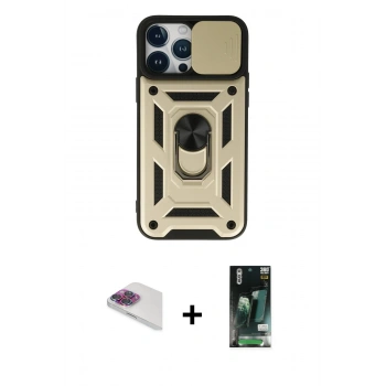 MARSİLYAN™- iPhone 13 Pro Max Kılıf Ahenk Klasik - Şeffaf 360 Full Body Arka Koruyucu + Pers Alüminyum Kamera Lens - GI