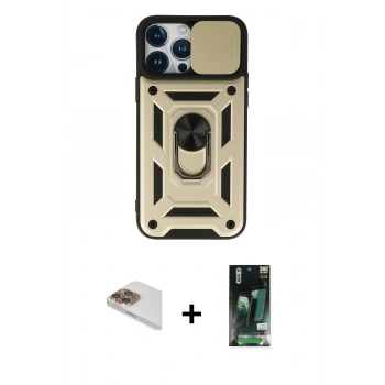 MARSİLYAN™- iPhone 13 Pro Max Kılıf Ahenk Klasik - Şeffaf 360 Full Body Arka Koruyucu + Pers Alüminyum Kamera Lens - GD