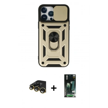 MARSİLYAN™- iPhone 13 Pro Max Kılıf Ahenk Klasik - Şeffaf 360 Full Body Arka Koruyucu + Raze Metal Kamera Lens - GD