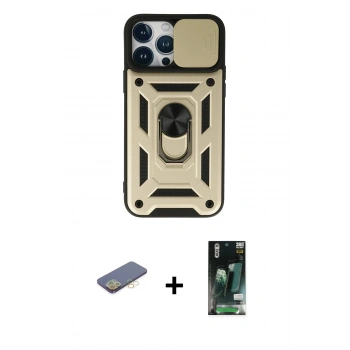 MARSİLYAN™- iPhone 13 Pro Max Kılıf Ahenk Klasik - Şeffaf 360 Full Body Arka Koruyucu + Renkli Kamera Lens Koruma Cam - SI