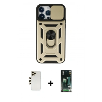 MARSİLYAN™- iPhone 13 Pro Max Kılıf Ahenk Klasik - Şeffaf 360 Full Body Arka Koruyucu + Shine Kamera Lens - GD