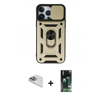 MARSİLYAN™- iPhone 13 Pro Max Kılıf Ahenk Klasik - Şeffaf 360 Full Body Arka Koruyucu + Pers Alüminyum Kamera Lens - SABE