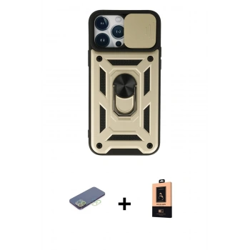 MARSİLYAN™- iPhone 13 Pro Max Kılıf Ahenk Klasik - Şeffaf Maxco Cam Ekran Koruyucu + Renkli Kamera Lens Koruma Cam - YL