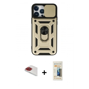MARSİLYAN™- iPhone 13 Pro Max Kılıf Ahenk Klasik - Siyah 6D Mat Seramik Hayalet Nano Ekran Koruyucu + Pers Alüminyum Kamera Lens - KI